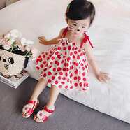 VALOR MAN2025女童夏季裙子新款女寶寶吊帶裙兒童寬松連衣裙可愛(ài)甜美公主裙 花朵紅色 80 cm