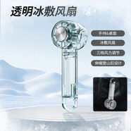 邦克仕（Benks）家用新款制冷手持風扇 usb充電登山扣半導體冰敷迷你透明小電風扇 W21-透明綠（帶制冷）