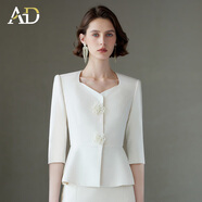 AD春夏2025新款西裝套裝女氣質(zhì)通勤白色七分袖職業(yè)裝小香風(fēng)兩件套 單件西裝 XL