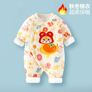 迪迪熊日記（DIDIXIONGRIJI）嬰兒棉衣服冬裝連體衣加厚秋冬季套裝新生兒夾棉寶寶外出保暖抱衣 薄棉蛇年大吉 59cm