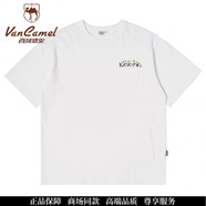 西域駱駝（VANCAMEL）日系復(fù)古純色口袋男士純棉短袖體恤衫重磅半袖上衣圓領(lǐng)百搭T恤男 白色 M