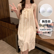 香雅馨帶胸墊睡裙夏季女款網(wǎng)紅風(fēng)甜美公主吊帶背心裙云朵棉女生夏天睡衣 4087碎花 2XL