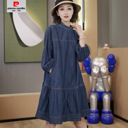 皮爾卡丹（pierre cardin）歐洲站高質(zhì)量連衣裙大碼寬松遮肉遮肚顯瘦裙子2025春季新 牛仔藍 【高品質(zhì)送退貨包運費】 L 建議(95-110斤)