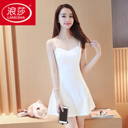 浪莎（LangSha）睡衣女冰冰涼涼黑色吊帶連衣裙a字短裙子春夏季新款女裝夜晚夜晚 白色 M 96-108斤