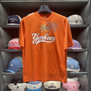 MLB韓國MLB代購24新款NY椰樹(shù)亮片印花休閑寬松短袖T恤3ATSX0343 橙色-國內秒發(fā) L
