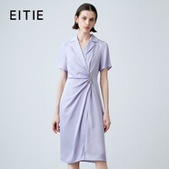 愛(ài)特愛(ài)（EITIE）不對稱(chēng)提褶收腰氣質(zhì)通勤紫色西裝連衣裙2025夏季新款7807525 香芋紫91 S (155)