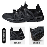 LISM溯溪鞋女夏季防滑溪流涉水鞋戶外兩棲網(wǎng)面鞋透氣沙灘徒步登山鞋男 黑色(男女同款)免系帶款【側(cè)孔排 36