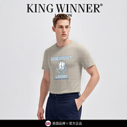 王者勝者 KING WINNER英國輕奢品牌新款短袖POLO衫男夏裝上衣肥佬商務(wù)休閑半拉鏈領(lǐng)T恤 灰色 S