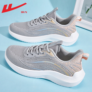 回力女鞋運動(dòng)鞋女春季新款休閑網(wǎng)面透氣鞋子女減震輕便跑步鞋女 灰粉色 36