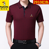 啄木鳥(niǎo)短袖t恤男2025新款中年夏季冰絲半袖透氣針織體恤衫爸爸裝上衣T 酒紅色 T2910酒紅 XL 180【建議155-175斤】