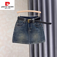 皮爾卡丹（pierre cardin）歐洲站復(fù)古牛仔半身裙女2025春夏新款高腰顯瘦防走光A字包臀短裙 復(fù)古藍(lán) 【高品質(zhì)】 XL 115-130