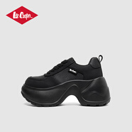 Lee Cooper老爹鞋女鞋厚底2025新款秋季增高百搭潮鞋休閑鞋戶外運(yùn)動(dòng)鞋小白鞋 精致黑(透氣百搭) 39