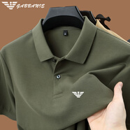 Emporio Armani EA7阿瑪尼短袖t恤男士純·棉翻領商務polo衫純色休閑薄款 23395軍綠 XL 52(適合體重130-150斤)