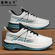 雄獅公牛（XIONGSHIGONGNIU）2025夏季新款百搭男鞋網(wǎng)面透氣輕質(zhì)軟底跑步鞋學(xué)男士休閑運(yùn)動(dòng)潮鞋 淺軍綠 39