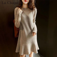 拉夏貝爾（La Chapelle）連衣裙女裝2025秋冬季新款韓版網(wǎng)紗顯瘦套裝兩件小個子打底裙子 卡其 L