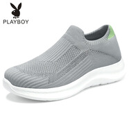 花花公子（PLAYBOY PHYSICAL）鞋子男運(yùn)動鞋2025新款一腳蹬軟底男鞋透氣不臭腳潮流舒適休閑鞋 G-W007灰色 36