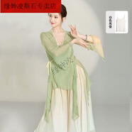 緣妕凌古典舞服裝女紗衣身韻中國(guó)舞練功服仙氣飄逸考級(jí)舞蹈表演出服 [嫩芽綠]紗衣+白色吊帶 S [建議95斤以下]