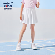 鴻星爾克（ERKE）童裝女童中大童短裙兒童夏季百褶裙正白165