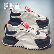 漫步者男鞋2025春夏新款網(wǎng)面舒適老爹鞋時(shí)尚百搭高級感拼色厚底休閑鞋 白蘭 40
