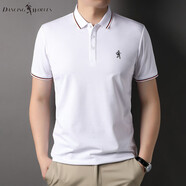 與狼共舞 DANCING WOLVEST恤男士短袖夏裝休閑簡(jiǎn)約翻領(lǐng)POLO上衣男 舞2809白色 M 165//48