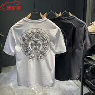 克羅心官方艦旗夏季新款潮牌梵文克羅心十字架立體印花休閑短袖t恤男店 白色白色白色白色 白色白色白色 S