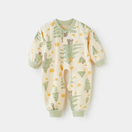 左別連體開(kāi)襠褲嬰兒衣春秋季男女寶寶衣服春裝新生兒打底衣哈衣睡衣 BE806小樹(shù) 66 cm