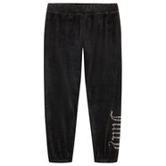 橘滋（Juicy Couture） 女童天鵝絨運動(dòng)套裝 連帽衛衣慢跑褲 柔軟舒適休閑居家 深黑色/鉚釘 8-10