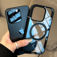卡斐樂（Cafele）適用于蘋果151413promax手機殼xs軟xr1211iPhone78plus 磨砂彩色-炫酷黑-LKYE黑框丨磁吸丨透明 亞克力 蘋果14PLUS