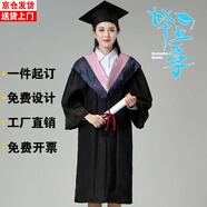 奧義馳學士服大學生畢業(yè)禮服高校學位服文理科學位碩服博士服畢業(yè)禮服 粉色文科【升級版塑料帽】 L 【建議體重135-160斤】