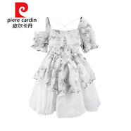 皮爾卡丹（pierre cardin）針織夏季法式茶歇氣質(zhì)收腰碎花連衣裙泡泡袖在逃公主蓬蓬短裙女小 圖片色 S