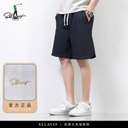 薩拉維夫（SLLAVIF）品牌潮牌設計感短褲男2025夏季新款韓版提花開(kāi)叉外穿沙灘五分褲 黑色 3XL