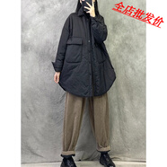 【特價】品牌女裝專柜復(fù)古風(fēng)棉衣外套秋冬季寬松大碼百搭保暖棉服 黑色 L【建議100-150斤】