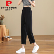 皮爾卡丹（pierre cardin）2025夏天薄褲子高腰小香風(fēng)氣質(zhì)九分褲吸濕排汗彈力顯瘦八分褲 黑色八分休閑褲今年流行的輕奢品 M 建議(78-98斤)