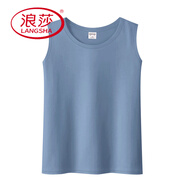 浪莎（LangSha）純棉小吊帶背心女夏季新款直筒純色內(nèi)搭上衣胖mm大碼外穿無袖體恤 霧霾藍(lán)色 L (適合95~105斤)