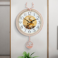 光陰的故事北歐鹿頭掛鐘客廳家用時(shí)尚輕奢免打孔創(chuàng  )意現代掛墻時(shí)鐘表石英鐘 2822BL 玫金白盤(pán) 【麗聲機芯】