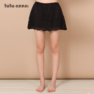 tutuanna春夏 女居家純色蕾絲褲打底裙褲防走光 56000149-黑色 均碼