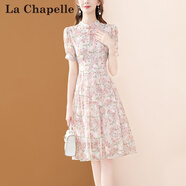 拉夏貝爾（La Chapelle）雪紡連衣裙女裝2025年春夏季新款法式寬松小個子碎花裙子女夏天 花色 2XL