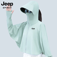 JEEP SPIRIT吉普冰絲防曬衣女2025夏斗篷款防紫外線寬松戶外騎行服釣魚皮膚衣 豆綠 UPF50+ 均碼 丨建議80-190斤