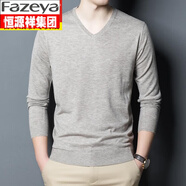 Fazeya恒源祥品牌男裝超細(xì)美麗諾100純羊毛衫男100純羊毛v領(lǐng)精紡薄款春 駝色 xl 175