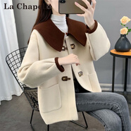 拉夏貝爾（La Chapelle）短外套女裝2025年春秋季新款上衣小個子小香風外套衣服毛呢大衣女 杏色 L 建議100斤內
