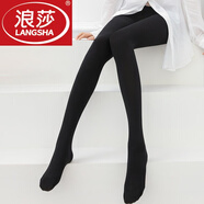 浪莎（LangSha）不加絨打底褲襪女秋冬季中厚款修身舒適雙層連褲襪女保暖顯瘦 黑色-連褲褲2200D 均碼