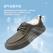 七匹狼男鞋春夏2025新款休閑皮鞋男透氣平底商務(wù)休閑鞋軟底上班工作鞋男 卡其色【沖孔透氣】 42