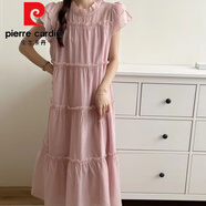 皮爾卡丹（pierre cardin）日韓女裝小飛袖連衣裙女夏季長裙寬松顯瘦裙子女女裝 粉色連衣裙 XL 建議111-125斤