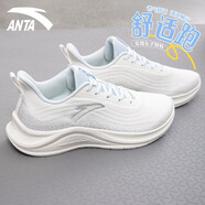 安踏（ANTA）女鞋2025夏季新款一體飛織輕質(zhì)跑步鞋氫運(yùn)動(dòng)鞋女慢跑鞋跳繩鞋子女 象牙白/淺霧灰 35.5