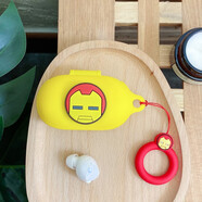 個(gè)性潮牌卡通適用三星buds+藍(lán)牙耳機(jī)保護(hù)套動(dòng)漫galaxy buds充電盒外殼男女三星耳機(jī)殼防摔三星BUDS 黃套+鋼鐵俠標(biāo)志+繩圈送掛 三星Buds/Buds+