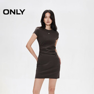 ONLY【七夕禮物】金屬裝飾收腰捏褶短裙T恤裙連衣裙女|125161021 E09土質(zhì)棕色 M
