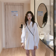 MR.KA2025春裝新款女裝收腰白襯衫女裙子設計感小眾時(shí)尚闊腿短褲兩件套 襯衫裙兩件套 M 90-100斤