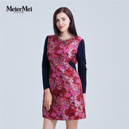MeierMei玫而美時尚精致提花面料連衣裙女品牌修身針織長袖連身裙春秋 H50 36