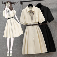 拉夏貝爾（La Chapelle）連衣裙女裝2025年秋冬季新款韓版寬松時(shí)尚小個(gè)子打底裙子女夏 杏色夏款 M