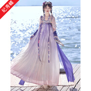 妃秀蝶漢服女新中式女裝裙中國風(fēng)女裝【春海棠】唐裝夏季仙氣飄飄 紫色袖口上衣+淺紫色下裙+披帛 L